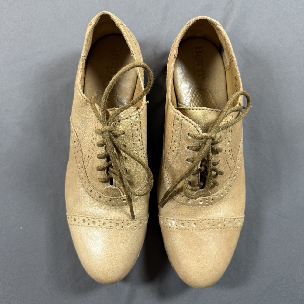 Born "Arletta"  Leather Women's Oxford Tan Size 8 Lace Up Cap Toe - Picture 3 of 8